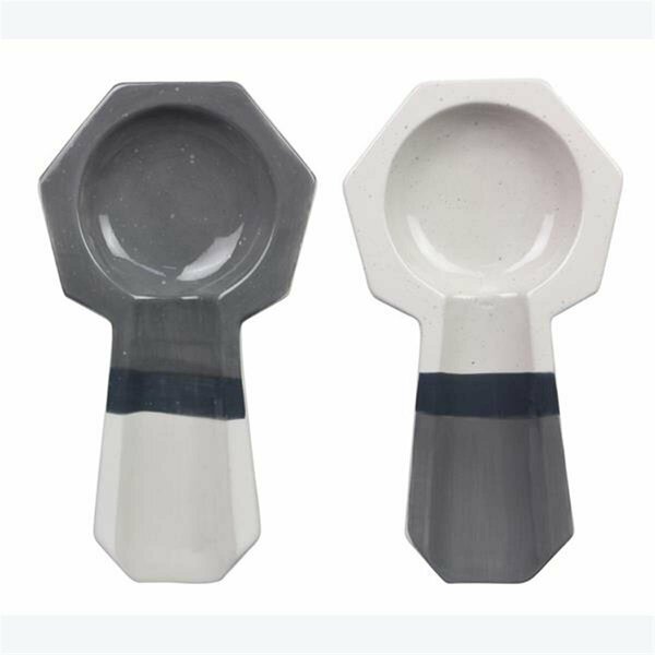 Youngs Ceramic Geometric Rest Spoon, 2 Assorted Color 12495